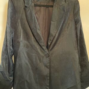 NWT ELAN Lightweight Shimmery Black Tuxedo-style Blazer Medium w/Shoulder Pads